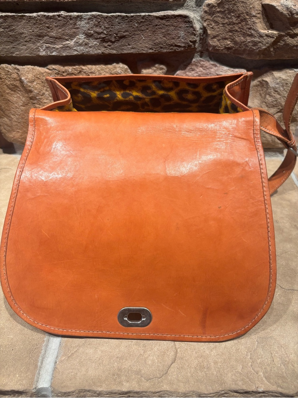 Sereno Vintage Tooled Leather Crossbody Bag in Caramel with Floral Design - Picture 11 of 13